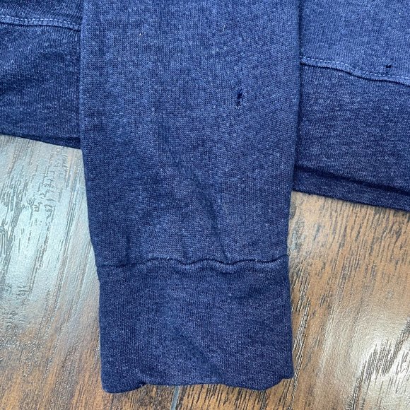 Sundry Top 2 Medium Navy Blue Red Flag Graphic Long Sleeve Shirt Cropped Women's - Picture 3 of 14